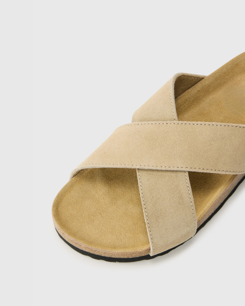 Crossover Suede Cork Sandals