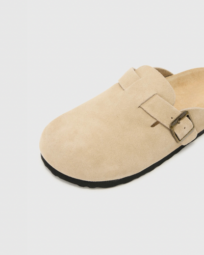 Buckle Suede Clogs Sandals